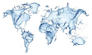 World map shaped from splashes of water, symbolizing global water issues and the significance of World Water Day.